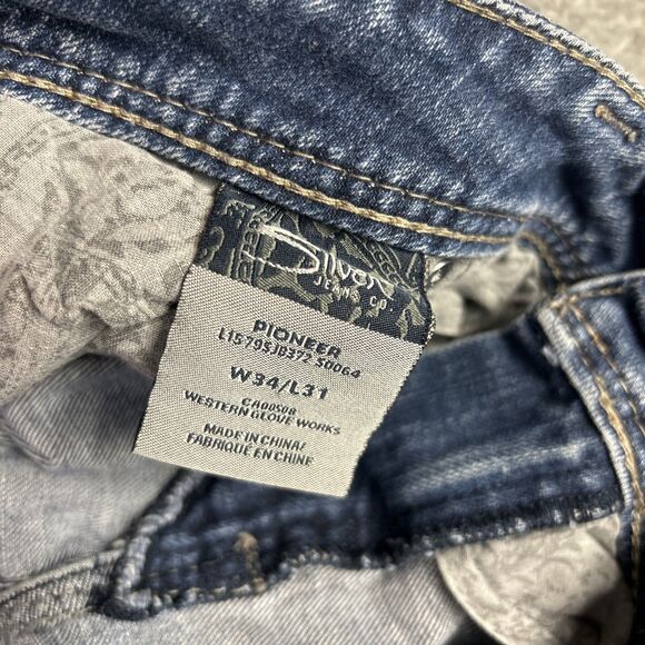 Silver Pioner Womens Jeans 34/31 Medium Wash Y2K Bootcut Low Rise - Picture 11 of 16